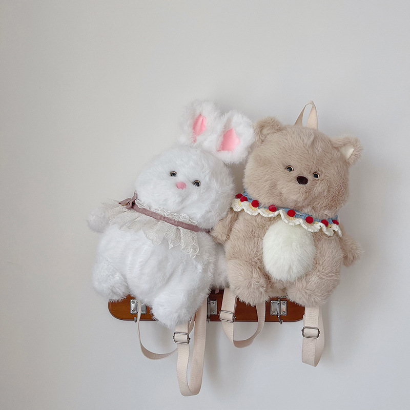 Bonito oso, mochila para niños y niñas, muñeca, conejo bebé, mochila pequeña, 2024 nuevo bolso de peluche para niños