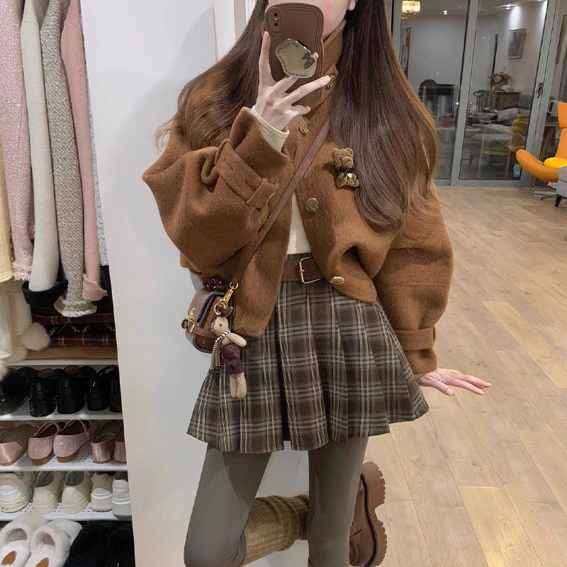 Luxurious Melard Brown Double-Sided Wool Coat for Women, Autumn 2025, Petite Size, High-End Short Woolen Coat for Winter Luxurious Melard Brown Double-Sided Wool Coat for Women, Autumn 2025, Petite Size, High-End Short Woolen Coat for Winter