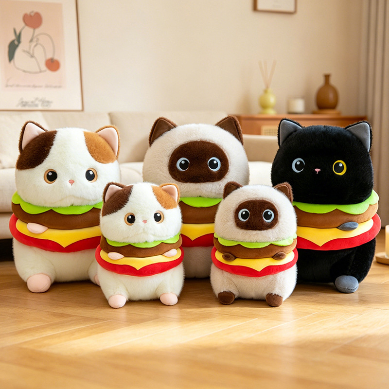Internet-Famous Cross-Border Hamburger Siamese Cat Super Cute Plush Toy Animal Doll Adorable Stress-Relief Plushie Internet-Famous Cross-Border Hamburger Siamese Cat Super Cute Plush Toy Animal Doll Adorable Stress-Relief Plushie