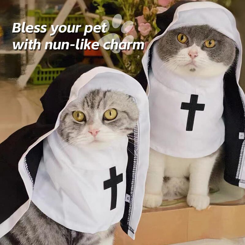 Halloween Nun Pet Clothes Breathable Funny Cos Photo Props Cat and Dog Cross Cloak Wholesale