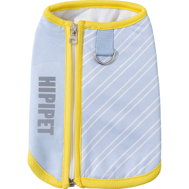 Tracción con cremallera simple, ropa fresca, perros pequeños, enfriamiento de verano, agua húmeda, ropa para cachorros, ropa para perros para mascotas, ropa para perros al por mayor