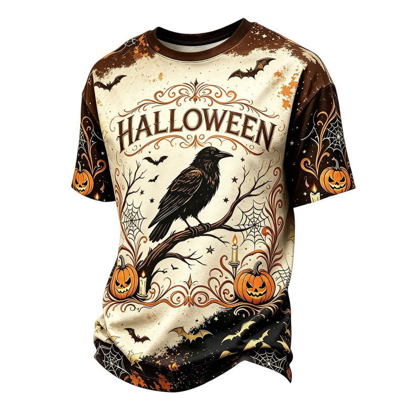 Halloween series pumpkin head summer men's printed short-sleeve T-shirt, a popular item for cross-border sales and a bestseller on Amazon