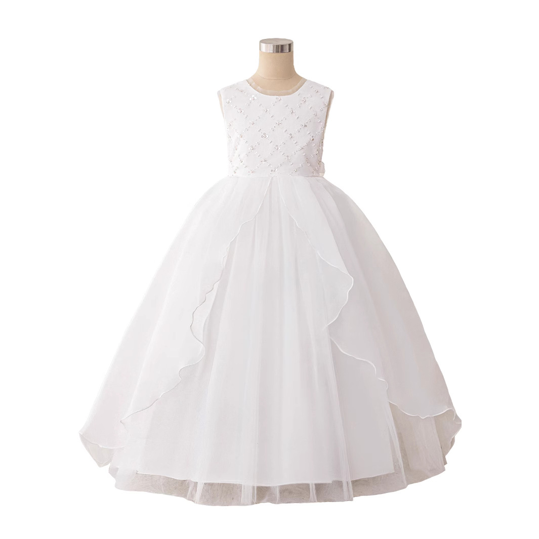 2025 nuevos vestidos para niños, vestidos de princesa, vestidos de fiesta de niña de flores de tela forjada de moda, vestidos de noche de un año para bebés