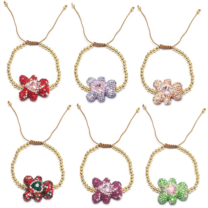 Cross-Border New Product Full of Diamonds, Colored Clay, Diamond-Encrusted Love Bear Bracelet, DIY Beaded Adjustable Fashion Bracelet
