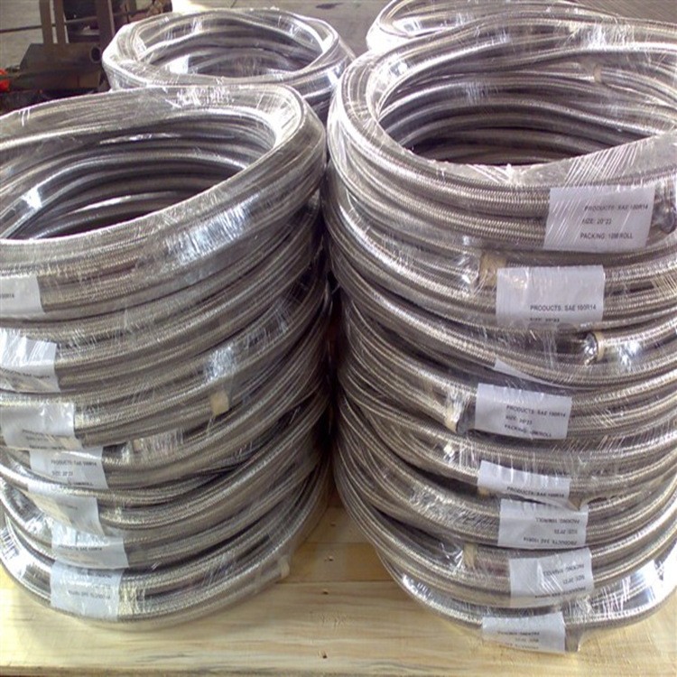 PTFE聚四氟乙烯管*高压不锈钢编织铁氟龙软管及高温油管总成