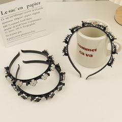 新款韓國風復古幾何珍珠花朵發箍網紅時尚氣質設計感頭箍韓版髮飾