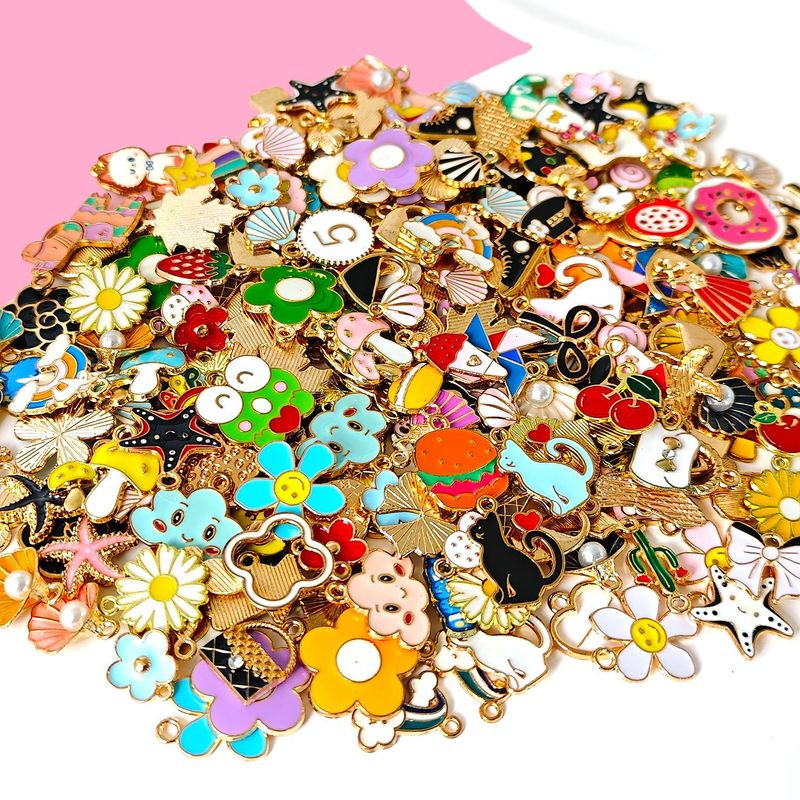 ランダムミックス合金オイルドリップジュエリーアクセサリー diy 手作り漫画花フルーツ愛キーホルダー小さなペンダント|undefined
