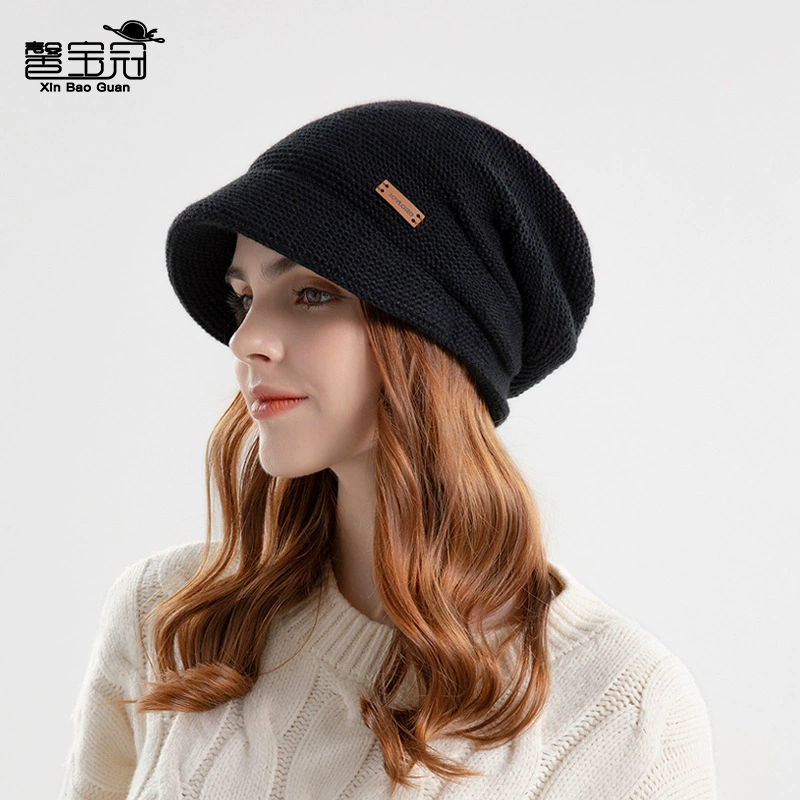 Travel warm knitted hat with brim, packable beanie, multiple colors