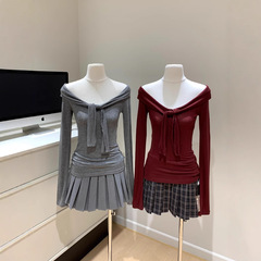 グレー/ブラック/カレー/ワインレッドの肩の上着の女性