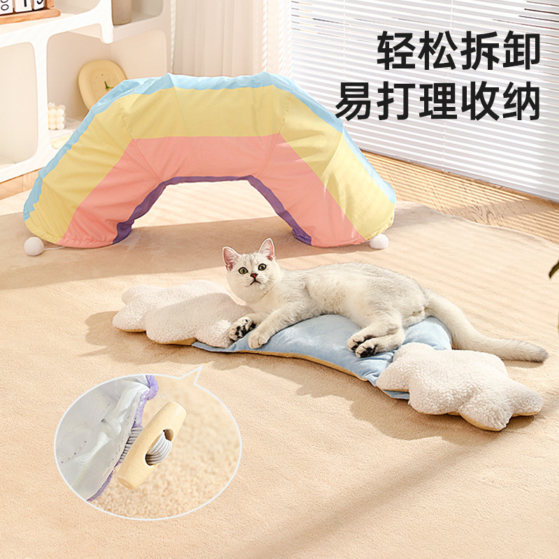 Nido de gato de invierno mascota gato Túnel de felpa nido de mascota caliente plegable gato paso nido de perro Amazon