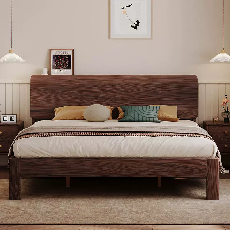 橡胶木实木床1.8m双人床家用卧1.5m小户型出租房床1m单人床经济型