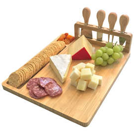 厂家直销竹质芝士板四件套含刀具实木奶酪板套装木质芝士板家用