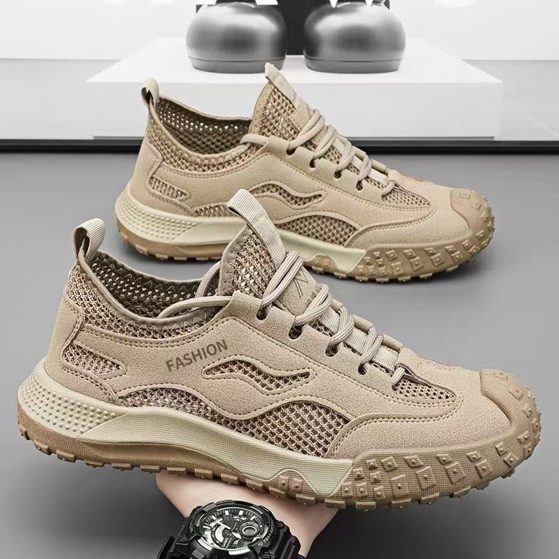 Zapatillas deportivas transpirables de malla para hombre, suela gruesa, ligeras, para senderismo y viajes, calzado casual al por mayor.