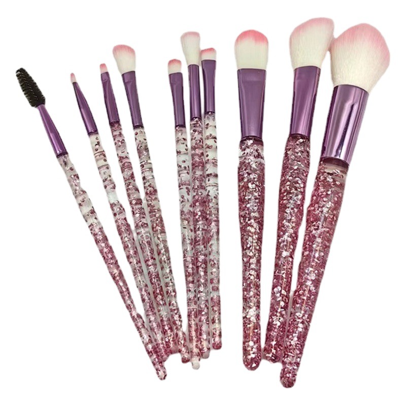 10 pinceles de maquillaje traje conjunto completo cristal transparente arenas movedizas cebolla en polvo herramientas de belleza cepillo suelto cepillo de sombra de ojos al por mayor