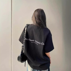 太ったmm高級感の小さい文字の大きいサイズの半袖の男女のtシャツの夏のカジュアルでゆったりしているアメリカの純綿の上着のファッション
