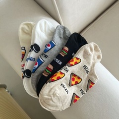 新款漢堡東大門襪子男女船襪卡通披薩韓國潮流淺口防臭短襪