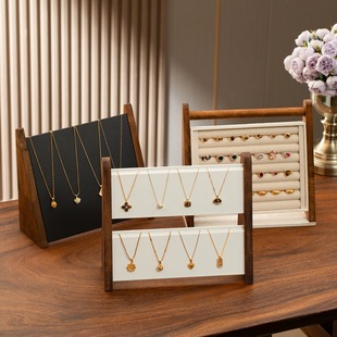 Jewelry Walnut Display Stand Jewelry Necklace Pendant Hanging Rack Bracelet Ring Storage Shelf Window Display Props