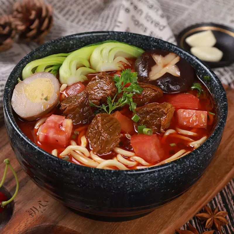 中式快餐速食番茄牛腩面500g 面浇头半成品商用即食速食冷冻面汤