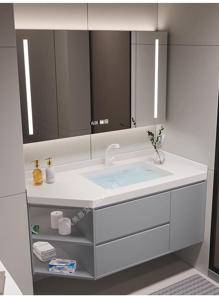 Processing of irregularly cut corner bathroom washbasins, rock plate ceramic washbasins, and beveled corner bathroom cabinets Application Scenario