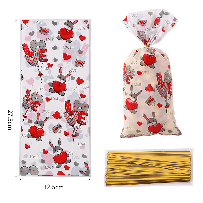 Día de San Valentín creativo OPP bolsa de regalo caramelo snack bolsa de embalaje amor patrón algodón caramelo snack bolsa de embalaje