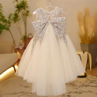 Girls Fairy Skirt Little Girl Summer New Heavy Industry Sequin Stitching Mesh Princess Skirt Baby Girl Fashionable Performance Clothing