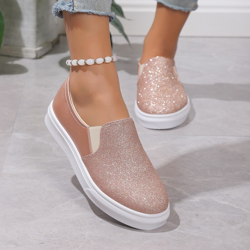 Foreign Trade plus size Sports Casual Shoes Round Head Sequins Slip-on Lazy Shoes Casual Loafers Sneakers