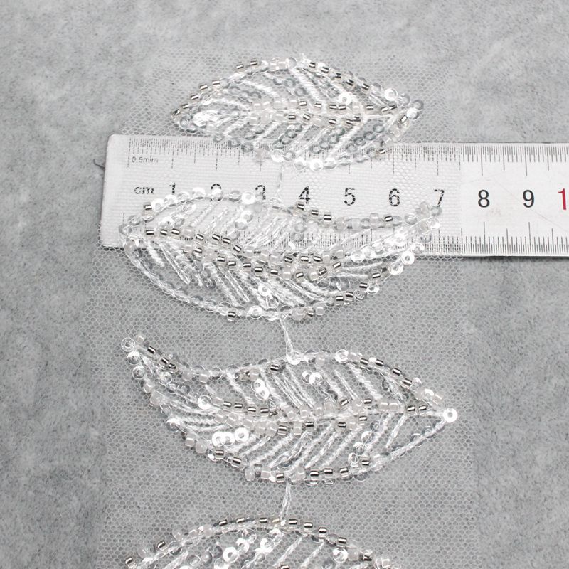 diy新娘头饰婚纱辅料亮片钉珠白色蕾丝树叶服装鞋包装饰材料