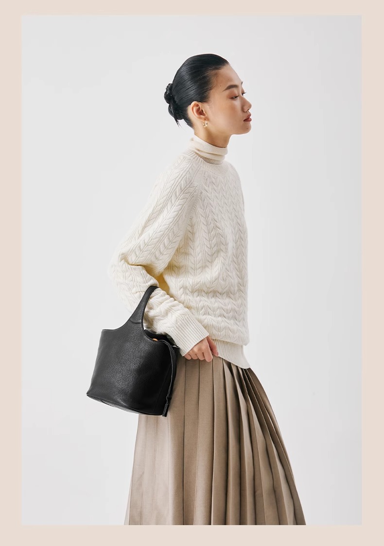 Qiu Zhen – sac à main à bandoulière en cuir véritable de vache tanné, sac panier à légumes de grande capacité pour les déplacements, femme_voghion.com
