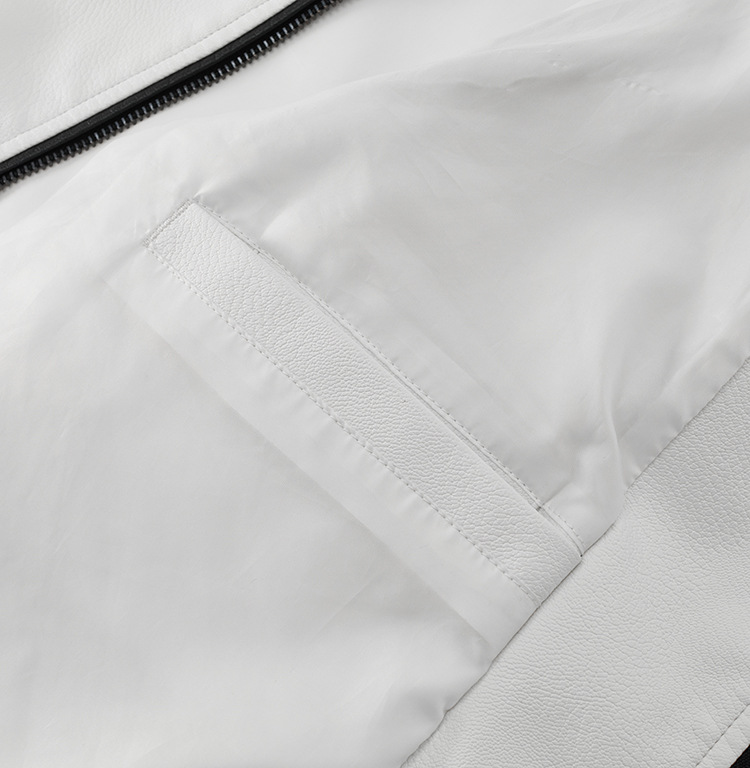 Herr bikerjacka i konstläder slim fit med ståkrage_voghion.com