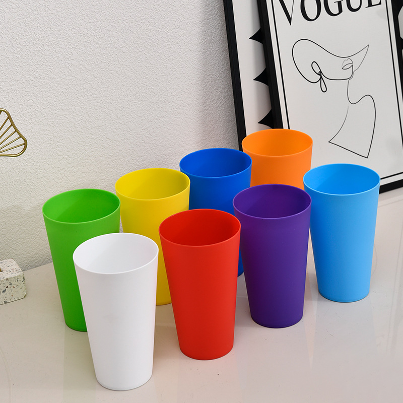 Colorful Thickened Water Cup Solid Color Children's Plastic Water Cup Wide Mouth Beverage Cup Creative Drop-Resistant Mouthwash Cup Wholesale