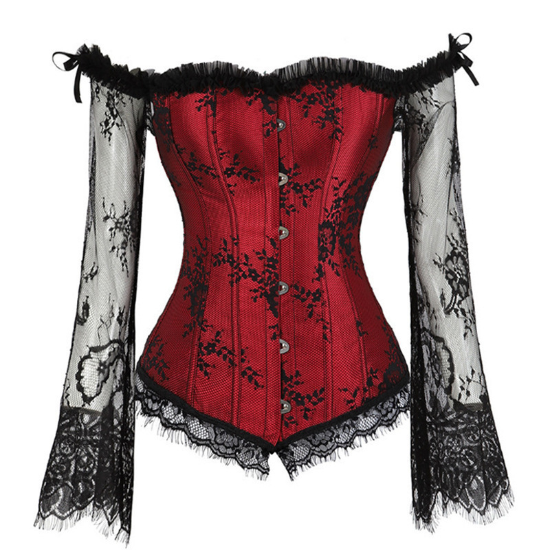 Off-shoulder waist-cinching shapewear corset top, court-style lace wedding evening dress corset, European and American shapewear wholesale