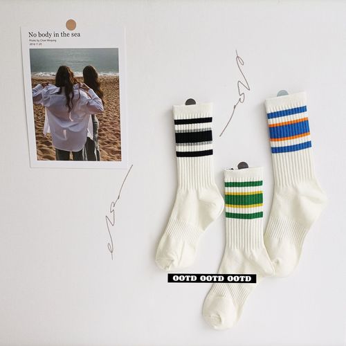Spring and summer new Korean Dongdaemun socks for women, versatile striped cotton socks, ins trendy brand, mid-calf sports socks for men, couples