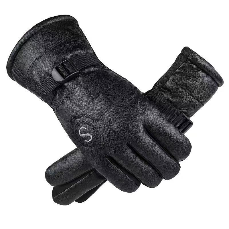 Piyou Men's Winter Velvet Thickened Warm Gloves Waterproof, Windproof, Anti-Slip, Coldproof Cycling Fashion Cotton Gloves