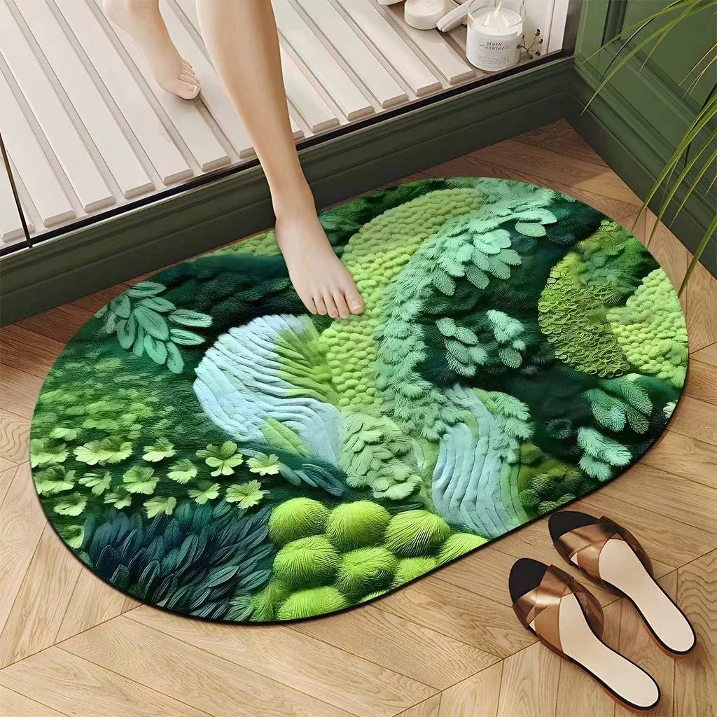 Трансграничное зрение 3D стерео лесной мх диатомовая грязь коврик для домашнего обихода воды противоскользящие коврик для ванной комнаты