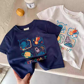 男童女童纯棉短袖宝宝2025夏季新款儿童洋气百搭上衣T恤打底衫潮