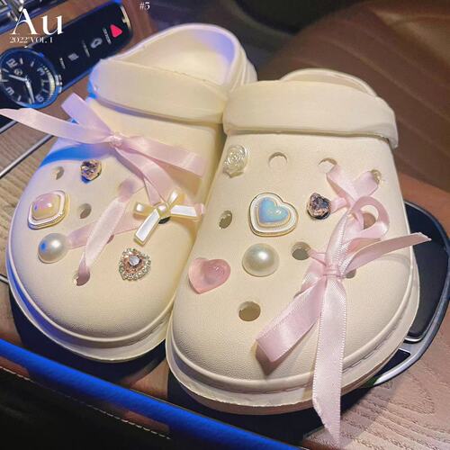 Girly ballet style ribbon diamond hole shoe shoe buckle shoe flower diy accessories pink upper decorative buckle advanced