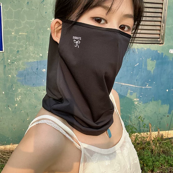 Falling Pool Knitted ~ Butterfly Element Ice Silk Summer Sunscreen Women's Full Face UV Protection Neck Covering Neck Veil