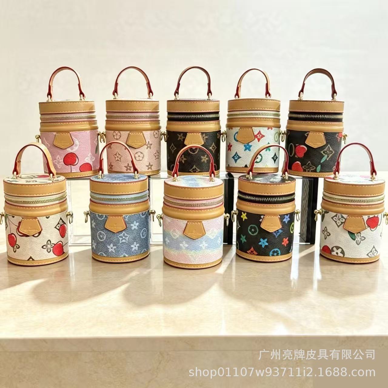 New cross-border children's bag with cherry print, mini fortune bucket bag, stylish girls' chain crossbody bag, lipstick bag
