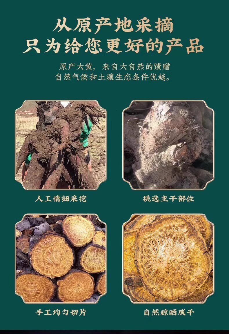 Dried Rhubarb Root Slices Da Huang 500g Raw Chinese Herb for Decoction and Tea key features