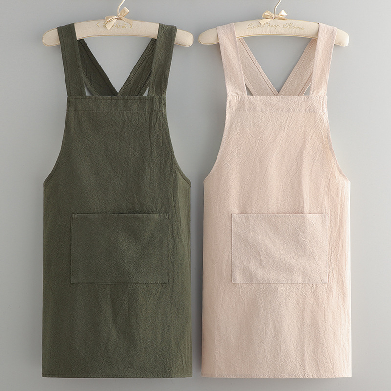 Household kitchen apron cooking anti-fouling breathable waist 2024 new dirty-resistant overalls women's cotton crepe overalls manufacturers Household kitchen apron cooking anti-fouling breathable waist 2024 new dirty-resistant overalls women's cotton crepe overalls manufacturers