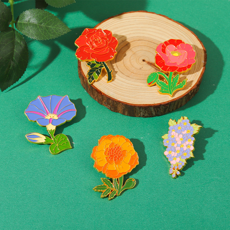 13g Weight Brooches Classification Alloy Material Flower Pattern Pastoral Pin Flower Alloy Stoving Varnish Unisex Brooches