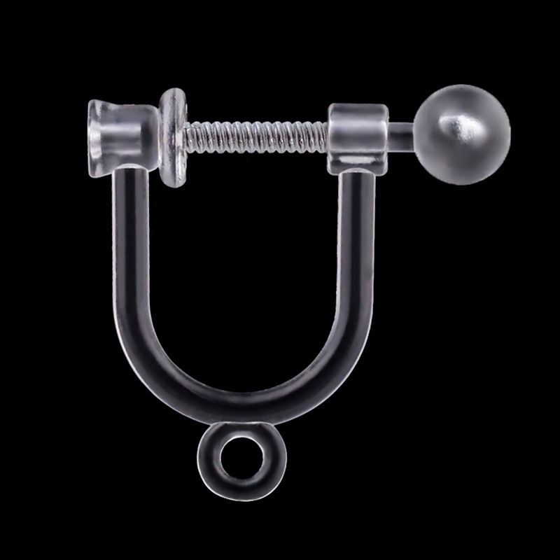 One end has 3mm transparent beads and one end has a hanging resin spring ear clip under the 0.75 hole [without spring]
