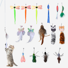 Cat toy cartoon small animal feather wand with bell, self-entertaining cat toy, factory replacement material