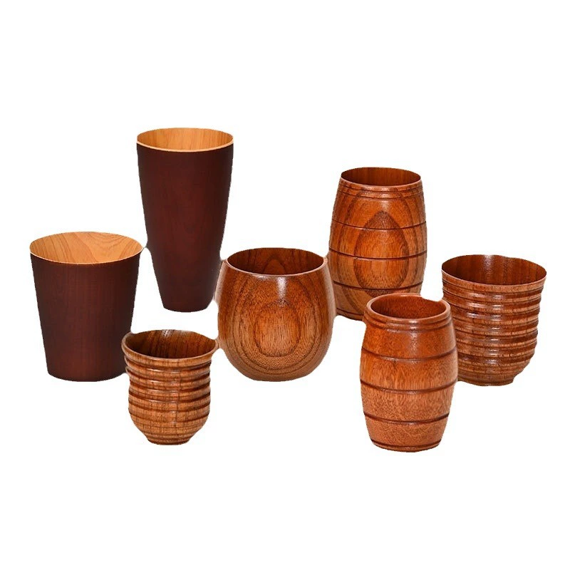 Environmentally friendly solid wood tea cup, wooden carbonized belly cup, creative whiskey cup, universal wooden cup, large order can be negotiated