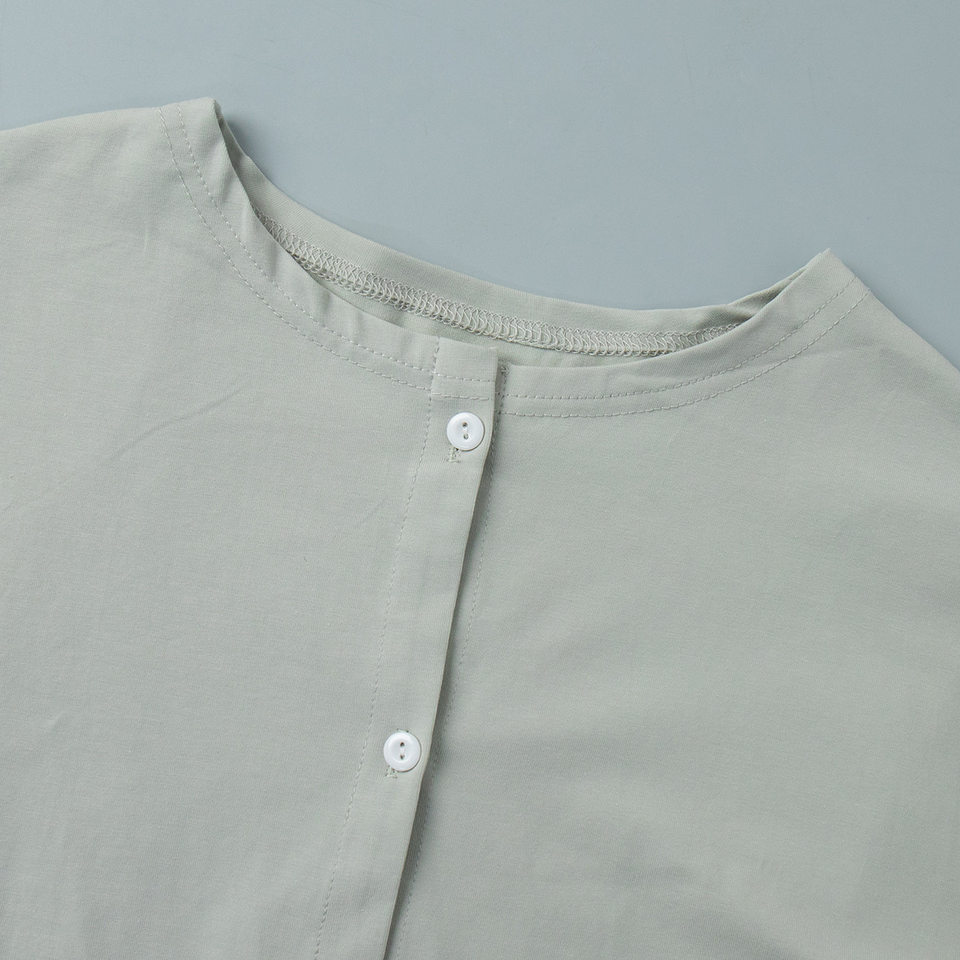 Bộ đồ ngủ dài tay dài quần giả hai mảnh phong cách Âu Mỹ, áo cardigan mặc nhà — Xanh lá cây chi tiết 7