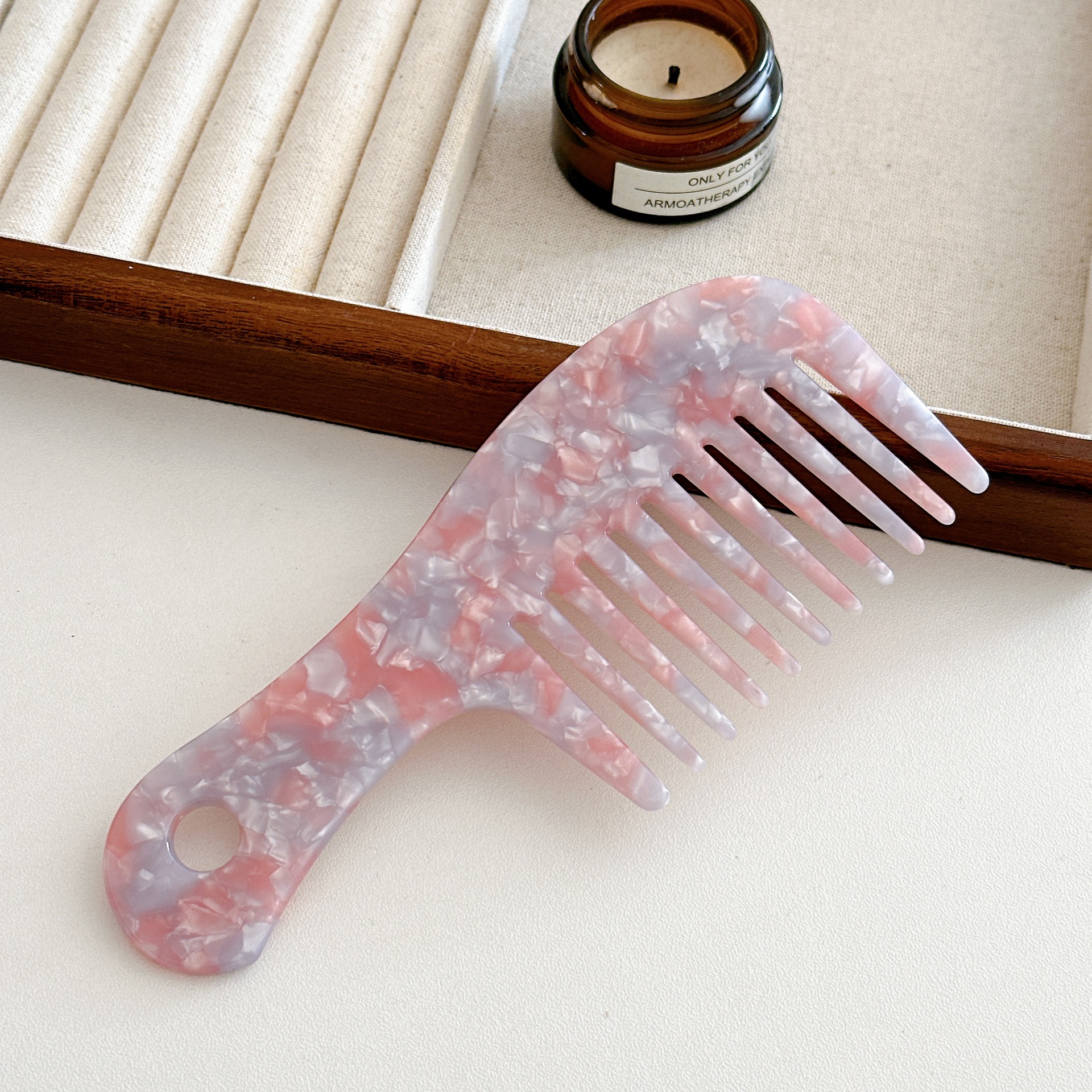 Coreano ins acético placa retrógrada gran mano larga peine red rojo cabello rizado dientes anchos gran peine image 16