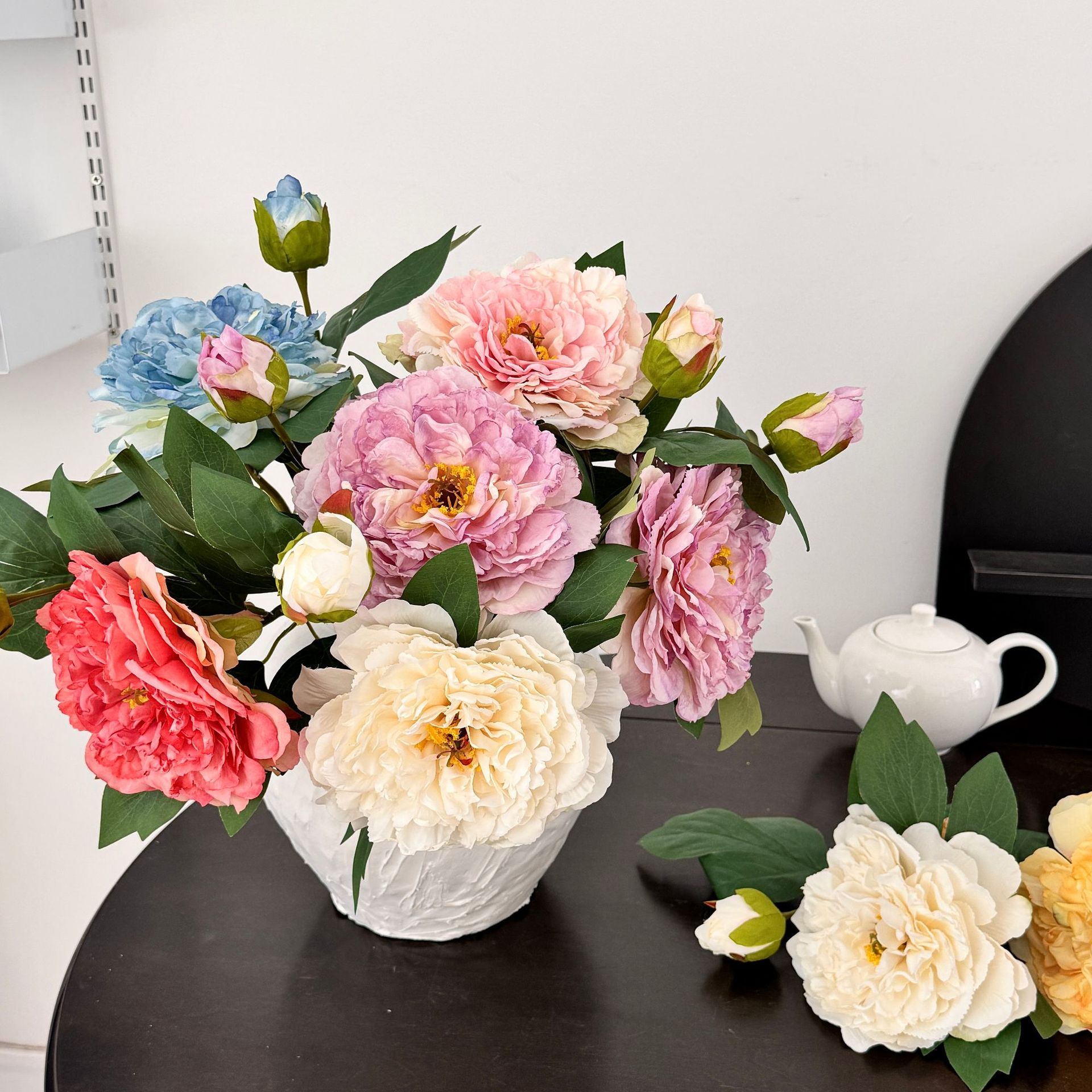 Advancado de alta calidad, peonía, peonía, flor artificial, decoración de flores falsas, mesa de comedor de la sala de estar, ramo de flores secas, decoración de flores