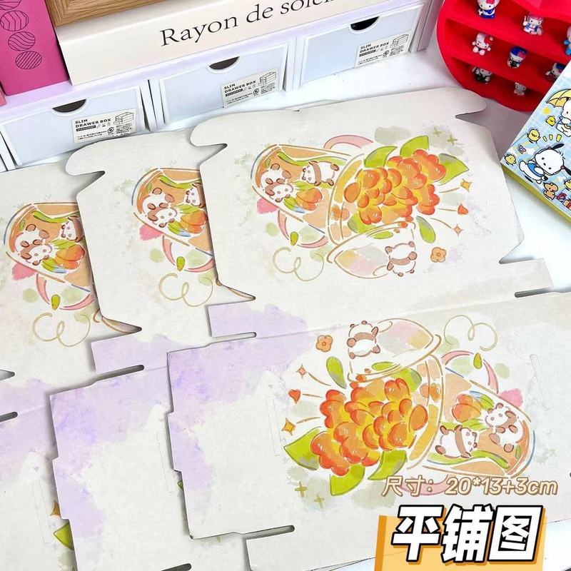 花的熊猫飞机盒卡通可爱快递礼品盒包装出卡打包材料手工发货批发|undefined