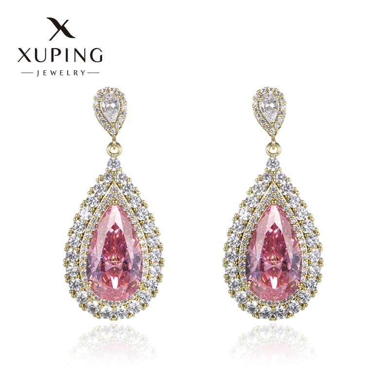 Pendientes en forma de gota de agua de aleación de cobre xuping en verano, pendientes de alta costura, pendientes de nicho, pendientes elegantes retro europeas y americanas