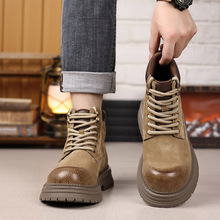 马丁靴男沙漠靴2025新款秋季大黄靴英伦风高帮男鞋户外中帮工装靴